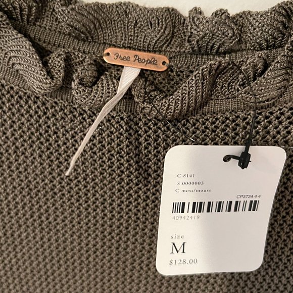 Free People Intimately Free Ruffle Long Sleeve Bodysuit NWT Moss Size Medium - Picture 5 of 8